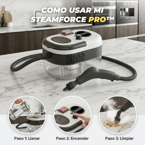 SteamForce Pro™ Limpiador a vapor 2500W | Elimina la suciedad en segundos y sin esfuerzo