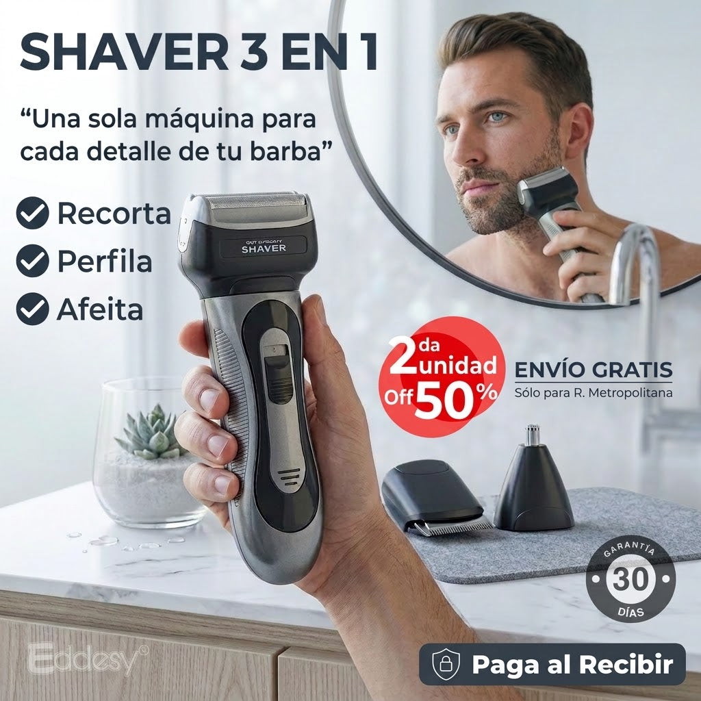 Afeitadora Profesional Shaver (3 en 1) INALÁMBRICA - USB