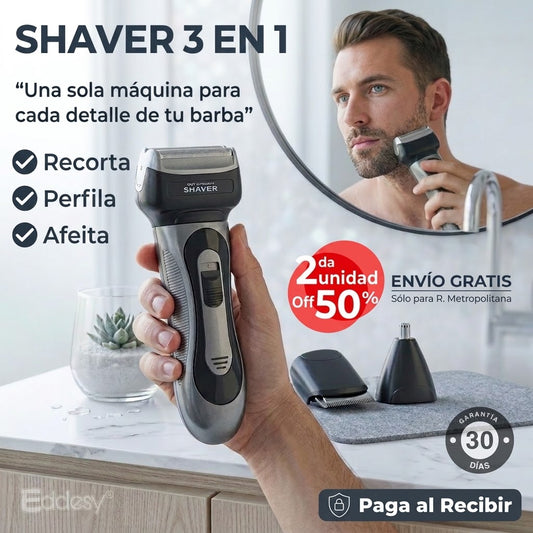 Afeitadora Profesional Shaver (3 en 1) INALÁMBRICA - USB