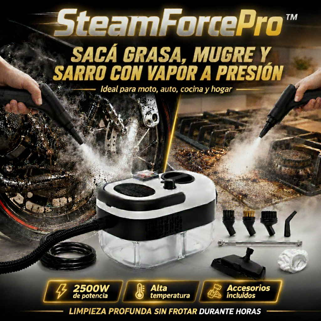 SteamForce Pro™ Limpiador a vapor 2500W | Elimina la suciedad en segundos y sin esfuerzo