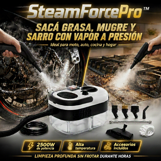 SteamForce Pro™ Limpiador a vapor 2500W | Elimina la suciedad en segundos y sin esfuerzo